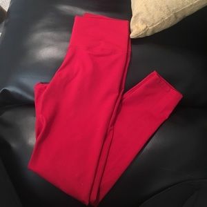 Bright Red Fabletics High Waisted 7/8 Leggings